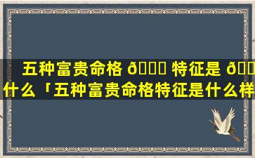 五种富贵命格 🍁 特征是 🐬 什么「五种富贵命格特征是什么样的」